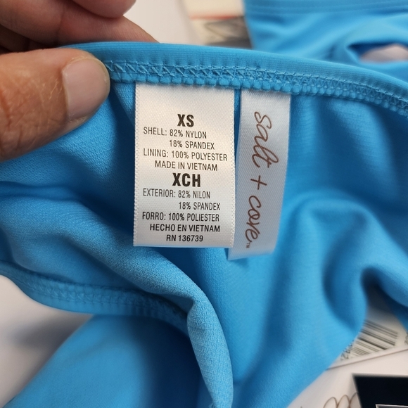 Salt + Cove Women Juniors Blue Strappy Push Up Padded 2 Piece Bikini Set Size XS - Picture 11 of 14